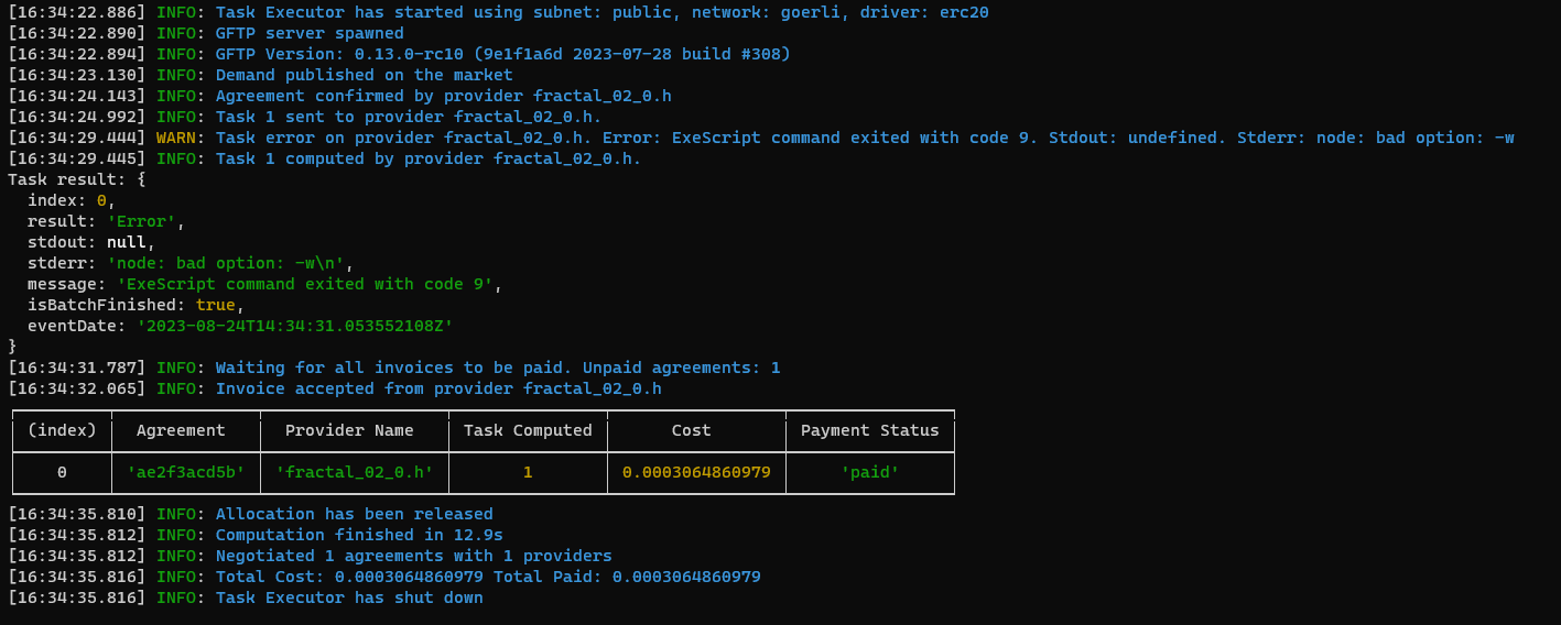 Single failure output log